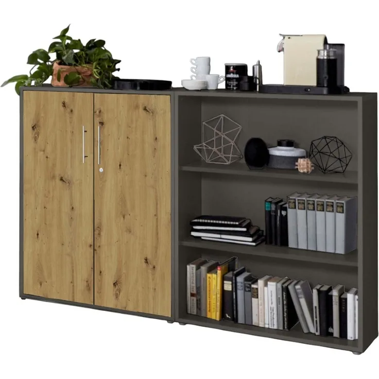 BMG Möbel Aktenschrank Office Edition Schrankwand 1 niedrig abschließbar, in verschiedenen Farben