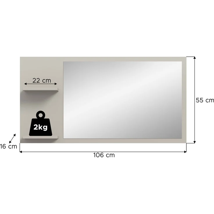 Spiegel (B/H/T: 106x55x16 cm) in Kaschmir Nachbildung und Spiegelglas – Bild 4