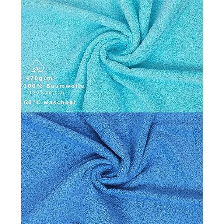 Betz Gästehandtücher 10 Stück Gästehandtücher Premium 100% Baumwolle Gästetuch-Set 30x50 cm Farbe türkis und hellblau, 100% Baumwolle – Bild 4