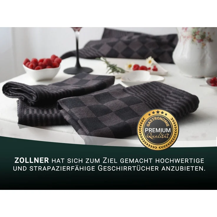 ZOLLNER 6er Set Geschirrtücher, 65x65 cm, 100% Baumwolle, schwarz kariert – Bild 6