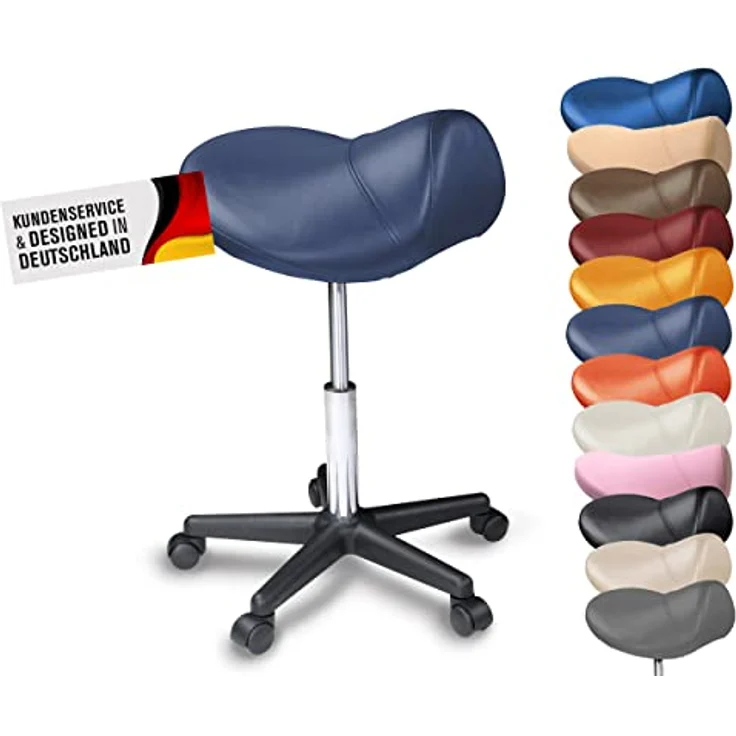 Duke-Handel Drehhocker Sattelhocker, Arbeitshocker, Rollhocker, Hocker, Sattelstuhl (1 St, in vielen Farben erhältlich), höhenverstellbar, ergonomisch, Rückenschonend – Bild 2