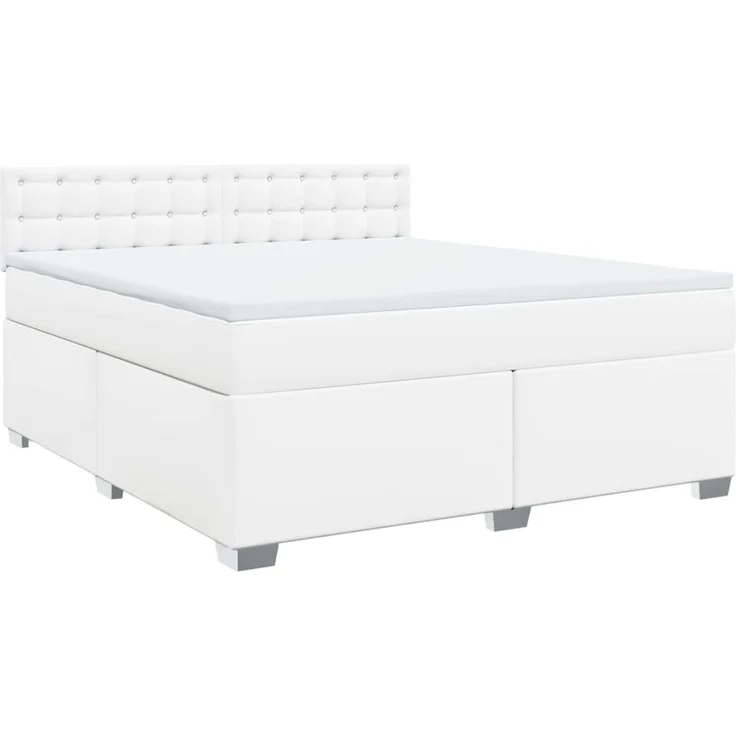 vidaXL Boxspringbett mit Matratze Weiß 180x200 cm Kunstleder 3288433 – Bild 3