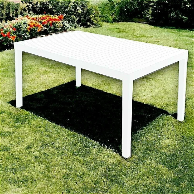 Dmora - Außentisch Maratea, rechteckiges Esszimmerregal, Mehrzweck-Gartentisch, 100% Made in Italy, 150 x 90 x 72 cm, Weiß – Bild 1