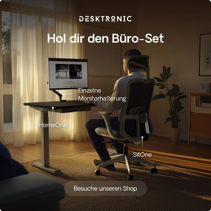 Desktronic HomeOne Elektrisch höhenverstellbarer Schreibtisch 160x80cm Grau/Schwarz mit Memory-Funktion, Anti-Kollisions Technologie, USB-A und USB-C-Ladeanschlüssen – Bild 9