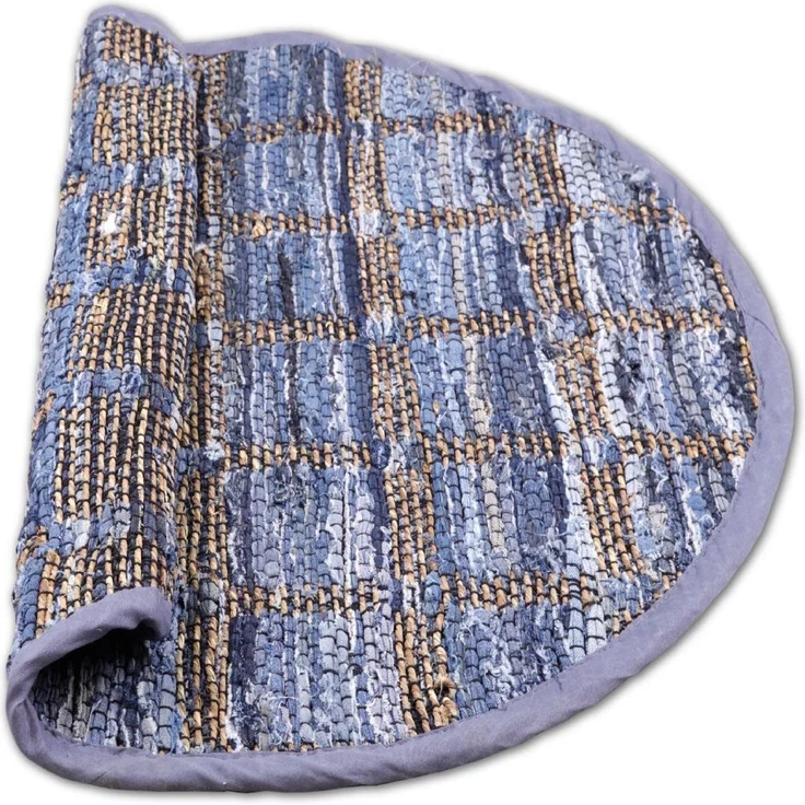 Teppich Läufer Matte Unterlage Vorleger Fußabtreter, breite Auswahl an modernen Fleckerl- und Baumwollteppichen (150cm Ø / Jeans Square) – Bild 7