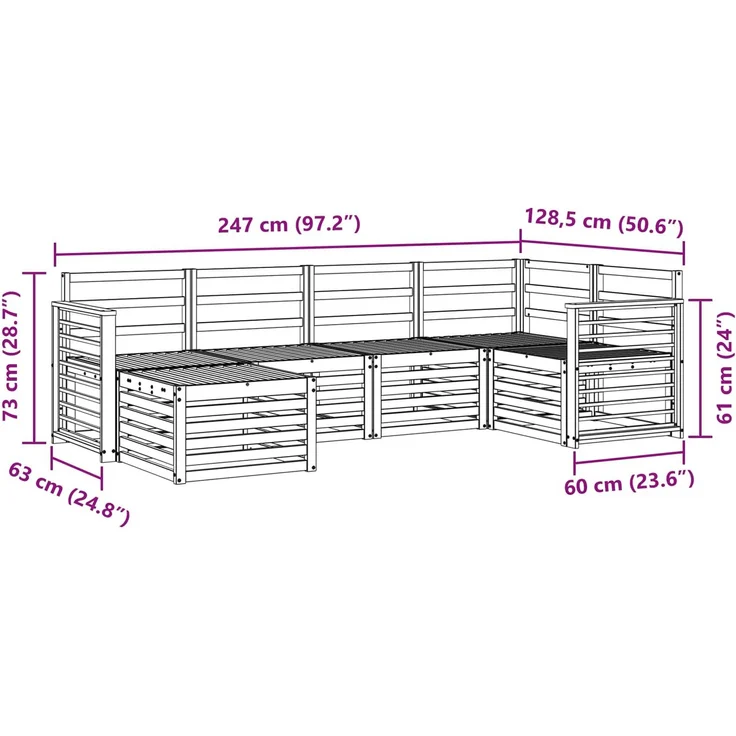 vidaXL Outdoor-Sofagarnitur 6 stk. 5-Sitzer Natur Massivholz Akazie 3375099 – Bild 9