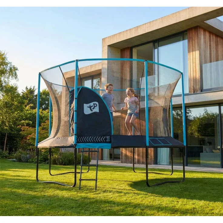 TP Toys Trampolin 'Genius 12' | inkl. Sicherheitsnetz | Schwarz/blau | 365 x 365 x 269 cm – Bild 4
