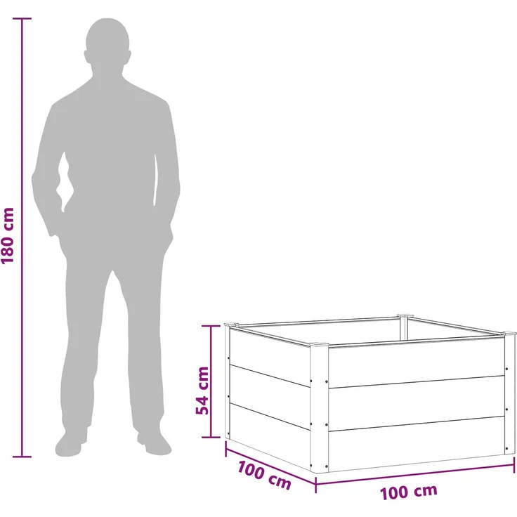 vidaXL Hochbeet Braun 100 x 100 x 54 cm WPC und Aluminium 42038998 – Bild 7