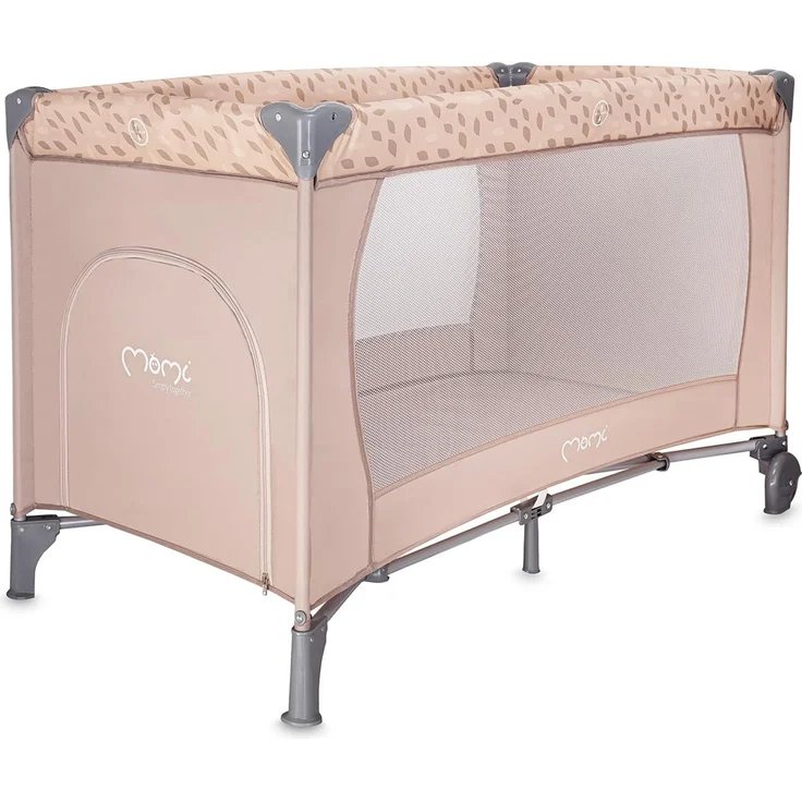 Momi BELOVE Reisebett für Kinder bis 15 kg Körpergewicht, B65 x L125 x H78 cm (faltbar 21 x 23 x 80 cm), Kinderreisebett mit Matratze, 2 Rädern, Transporttasche