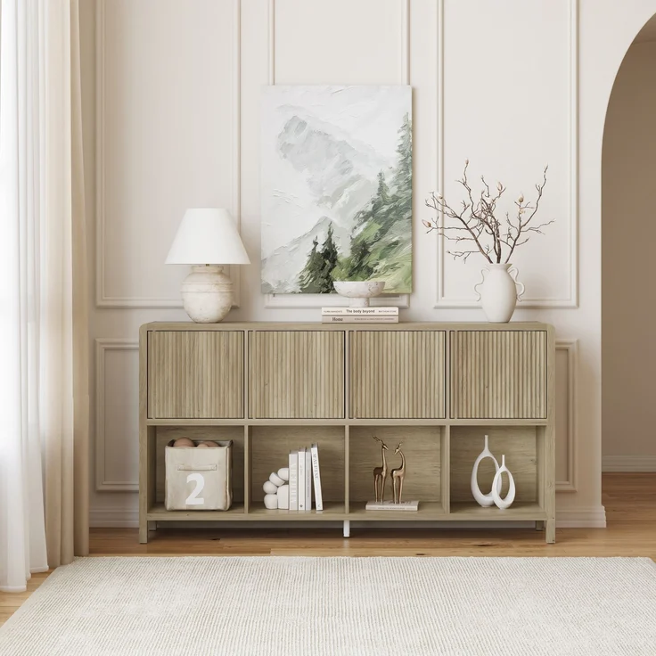 Sideboard Lukkodso 77x145x30 cm Eicheoptik, mittelhell [en. casa] – Bild 2