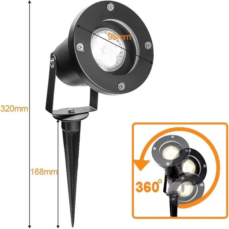 Clanmacy LED Gartenstrahler Gartenbeleuchtung mit Erdspieß 4W IP65 Gartenleuchte Warmweiß, LED fest integriert, Warmweiß