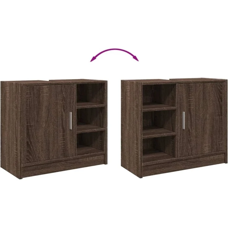vidaXL Waschbeckenschrank Braun Eichen-Optik 63x29x55 cm Holzwerkstoff 848135 – Bild 11