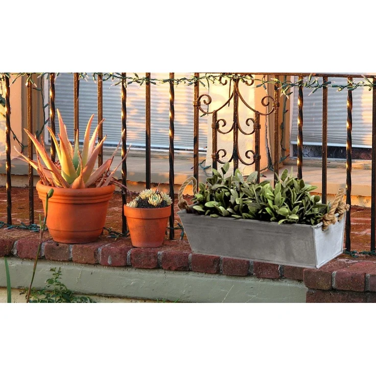LB H&F Lilienburg Balkonkasten Blumenkasten Balkonkasten 44cm Zink Pflanzkasten Metall Pflanzgefäß (blumentopf kräuterkasten kräuter hochbeet balkon pflanztopf patina modern blumengefäß blumenkübel fensterbank topf übertopf rechteckig pflanzkübel rostd... – Bild 2