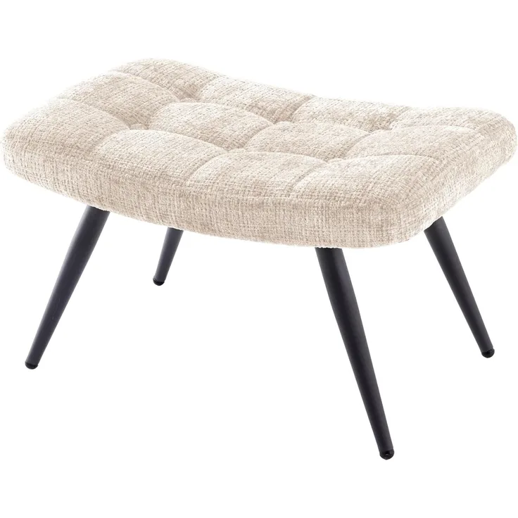 riess-ambiente Fußhocker SCANDINAVIA champagner / schwarz - Chenille, Metallbeine, Polsterung (Einzelartikel, 1 St), bequemer Hocker - ideal für Schlaf-, Wohnzimmer, Garderobe & Sessel