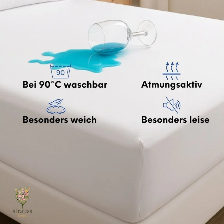 Strauss Home Spannbettlaken Premium 160 g/m² Gekämmte Baumwolle Jersey in Hotelqualität, Gummizug: Rundumgummi, OEKO-TEX®-zertifiziert - Hotelqualität – Formstabil & Langlebig – Bild 2