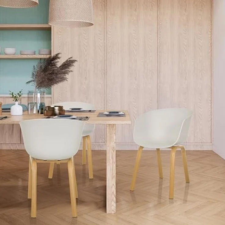 hjh LIVING Schalenstuhl Schalenstuhl OSLO W Esszimmerstuhl Kunststoff (Einzeln), Esszimmerstuhl, Beine aus Stahl mit Holzprint, skandinavisches Design – Bild 4