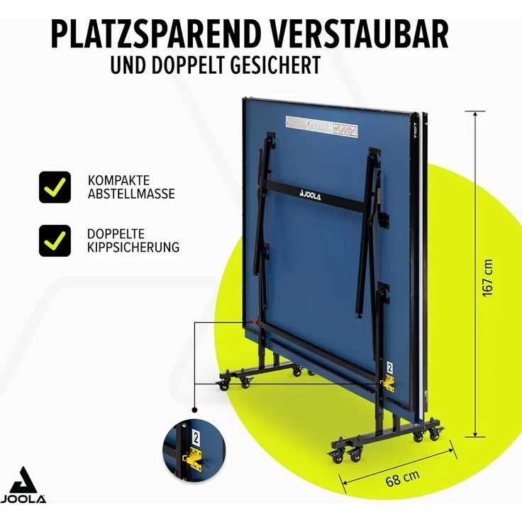 JOOLA Tischtennisplatte Inside 13 Indoor Tischtennistisch klappbares Untergestell – Schneller Aufbau inklusive Netz, blau, 274 x 152,5 x 76 cm – Bild 6