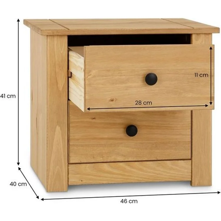 IDIMEX Nachtkommode CANCUN, Landhaus Nachtkommode mit 3 Schubladen & Metallgriffe Massivholz natur – Bild 2