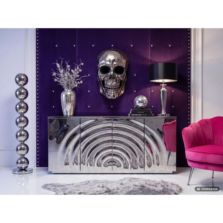 FineBuy Wanddeko Totenkopf Aluminium 41 cm Schädel Groß, Design Wanddekoration Metall Deko Alu Modern, Wohndeko Skull, Wandskulptur Dekoration Wohnaccessoire – Bild 5