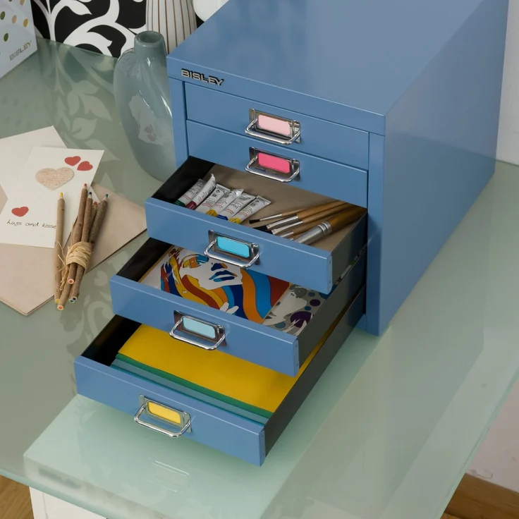 Bisley Schubladenschrank aus Metall für DIN A4 in kardinalrot Schrank mit 5 Schubladen Büroschrank Werkzeugschrank, L125-670 – Bild 10