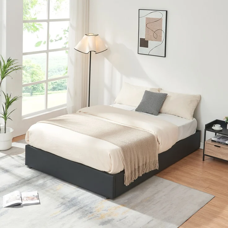 Polsterbett Nola 140x200 cm Kunstleder Schwarz [en. casa] – Bild 2