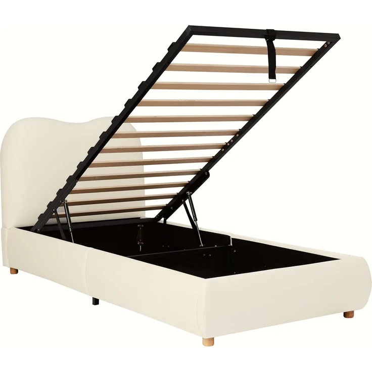 CHICFURN Polsterbett aus Samt Beige 90x200 cm mit hydraulischem Bettkasten und Lattenrost – Bild 8
