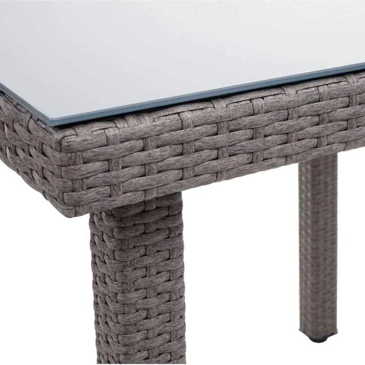 Poly-Rattan Gartentisch Cava, Esstisch Beistelltisch Tisch mit Glasplatte, 80x80cm ~ grau – Bild 7