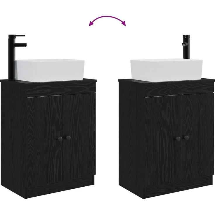 vidaXL Waschbeckenschrank Schwarz 54 x 35 x 100 cm Holzwerkstoff 890131 – Bild 9