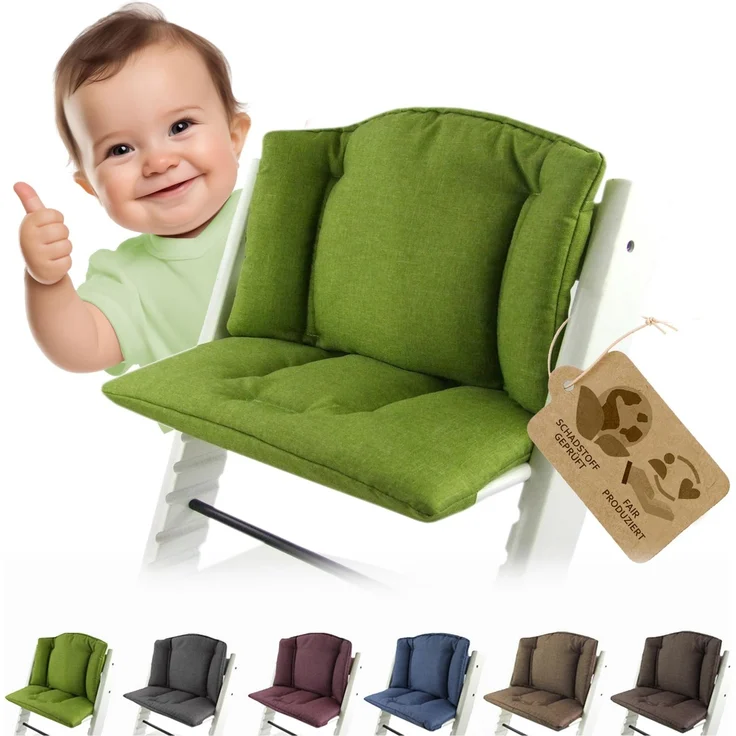 Ersatzbezug Sitzkissen kompatibel mit Stokke Tripp Trapp (meliert hellgrün) | Bezug Kissen-Set Sitzverkleinerer, Mod. 1