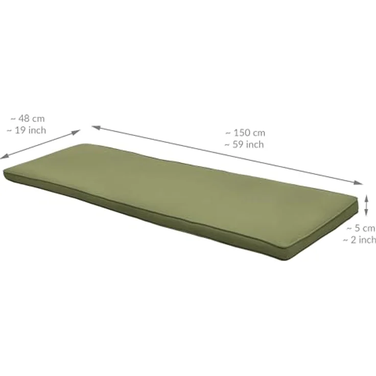Beautissu Loft BK Bankauflage, 150x48x5cm Olivegrün, komfortable Polsterauflage für Gartenbänke mit abnehmbarem Bezug – Bild 2