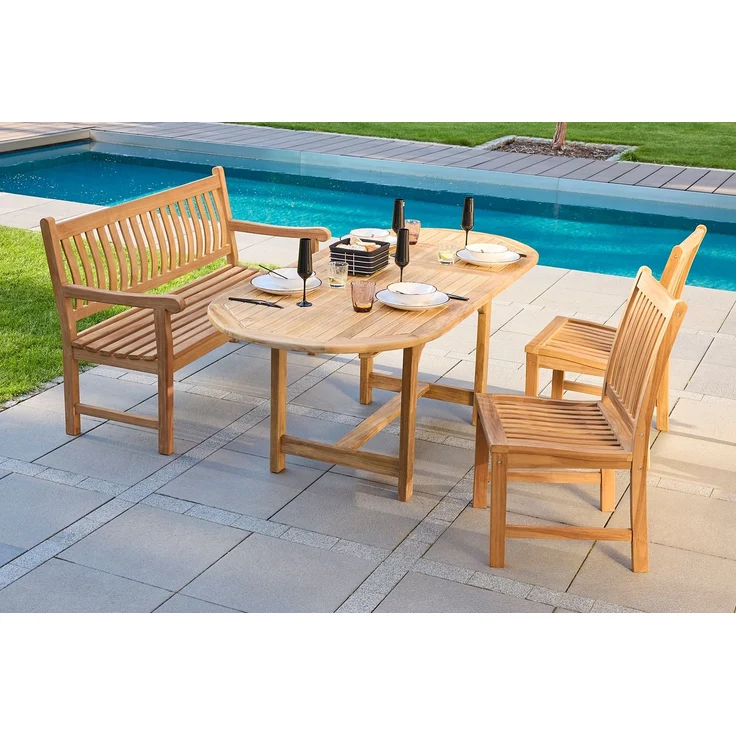 Gartenbank David Sitzbank Holzbank Gartenmöbel 120x80x92cm Teakholz – Bild 3