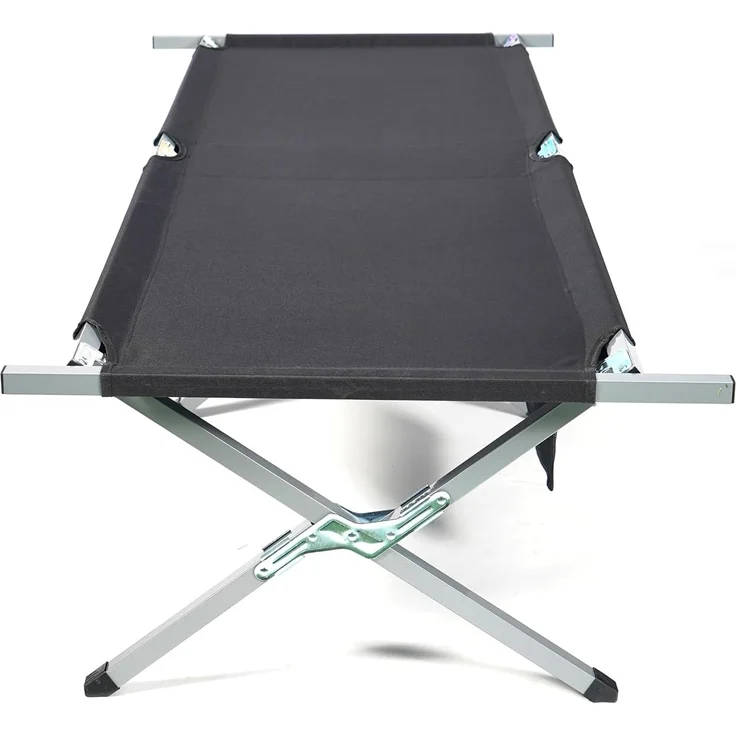 24Move Feldbett Feldbett, Gartenliege, Campingbett bis 180 kg, klappbar, zelten (schwarz, wasserabweisend, inkl. Seitentasche, 190 cm x 63 cm x 42 cm, inkl. Tragetasche für einfachen Transport) – Bild 7