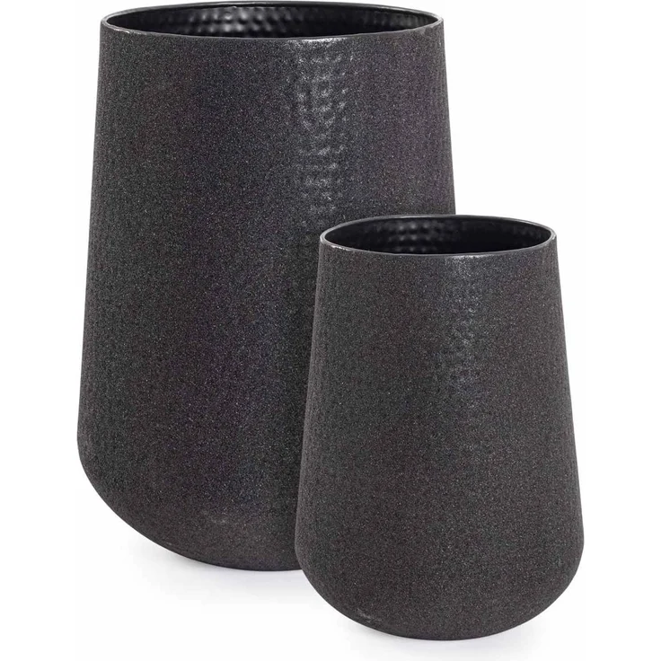 Gartenvase Kenar aus Metall, modern handgefertigt, hoch, schwarz, 2er-Set für Outdoor – Bild 1