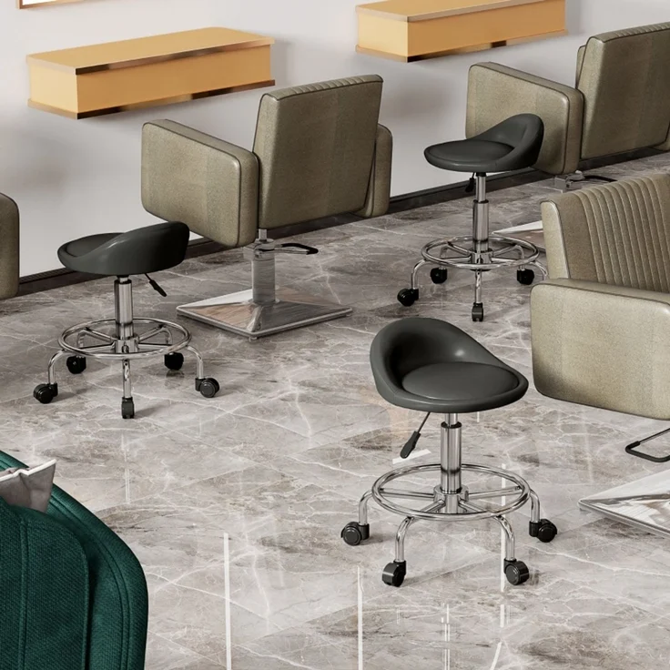 Rollhocker höhenverstellbar mit Rückenlehne Drehhocker 59-75 cm Arbeitshocker 360° drehbar Hocker Bürohocker für Büro Salon Massage Spa Schwarz--Schwarz--43x43x75cm--YOUDENOVA – Bild 8