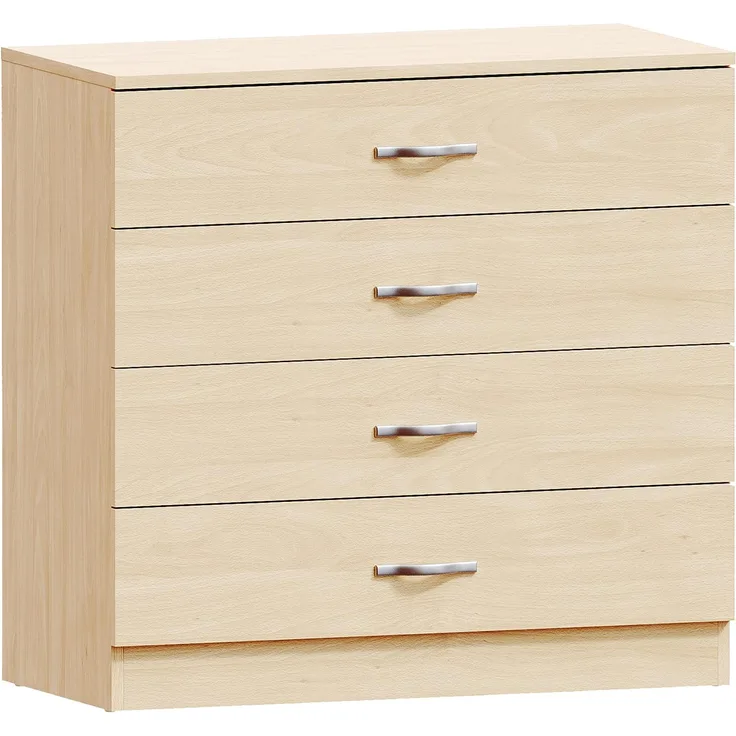 Vida Designs -Kommode aus Kiefernholz, 4 Schubladen mit Metallgriffen und Führungen, einzigartiger Schubladenhalter gegen Durchbiegen, Schlafzimmermöbel Riano, Kiefer, 72 x 36 x 75