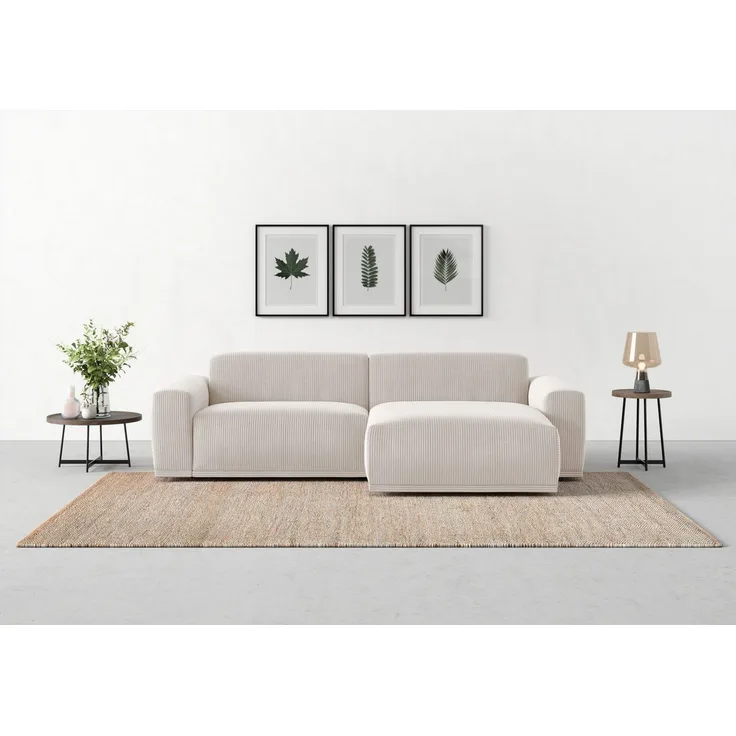 TRENDMANUFAKTUR Ecksofa Braga, mit hochwertigem Kaltschaum, L-Form, in Cord erhältlich, 2 Teile, modernes Sofa, Couch mit hohem Sitzkomfort, 255/72/160 cm (B/H/T)