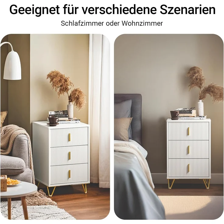 SoBuy Nachttisch FBT115-Lx2, Beistelltisch 2er Set mit Schubladen Telefontisch Nachtschrank Weiß – Bild 6