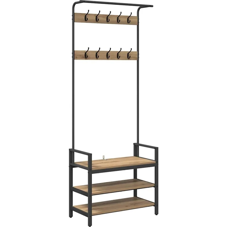 vidaXL Garderobenständer 75 x 34 x 184 cm Artisan-Eiche Holzwerkstoff 879958 – Bild 2