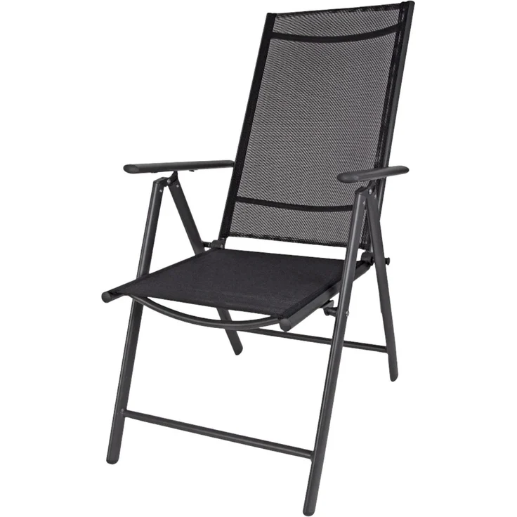 Alu-Klappsessel 7-fach verstellbar anthrazit Gartenstuhl Hochlehner Klappstuhl Textilene Campingstuhl Terrassenstuhl Gartenmöbel Balkonstuhl – Bild 1