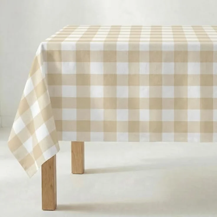Belum Tischdecke aus Kunstharz, schmutzabweisend, kariert 0120-103, Karierte Tischdecke Vichy, Größe: 100x140 cm, schmutzabweisend, kein Wachstuch, Tischdecke Vichy Vanille, Tischdecke Stoff, 100% – Bild 2