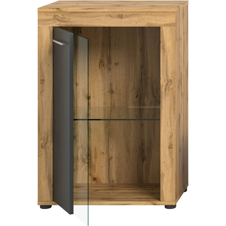 xonox. home Wohnen Jam X8BN1T40 Vitrine Glasvitrine Dekoschrank Glas-Kommode in Wotan Eiche Melamin/grau Nachbildung, ca. B/H/T: 600 x 86 x 35 cm – Bild 4