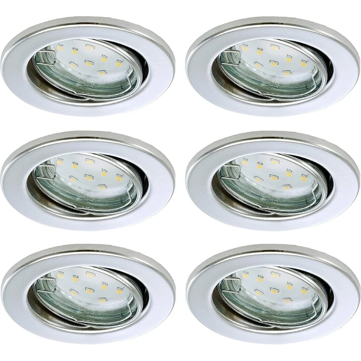 TRANGO LED Einbauleuchte, 6er Set 6729-068-5WAK Einbaustrahler in Rund Chrom inkl. 6x 5 Watt GU10 LED Leuchtmittel 3000K warmweiß & 6x GU10 Lampenfassung, Deckenspots, Einbauspots, Deckenleuchte – Bild 1