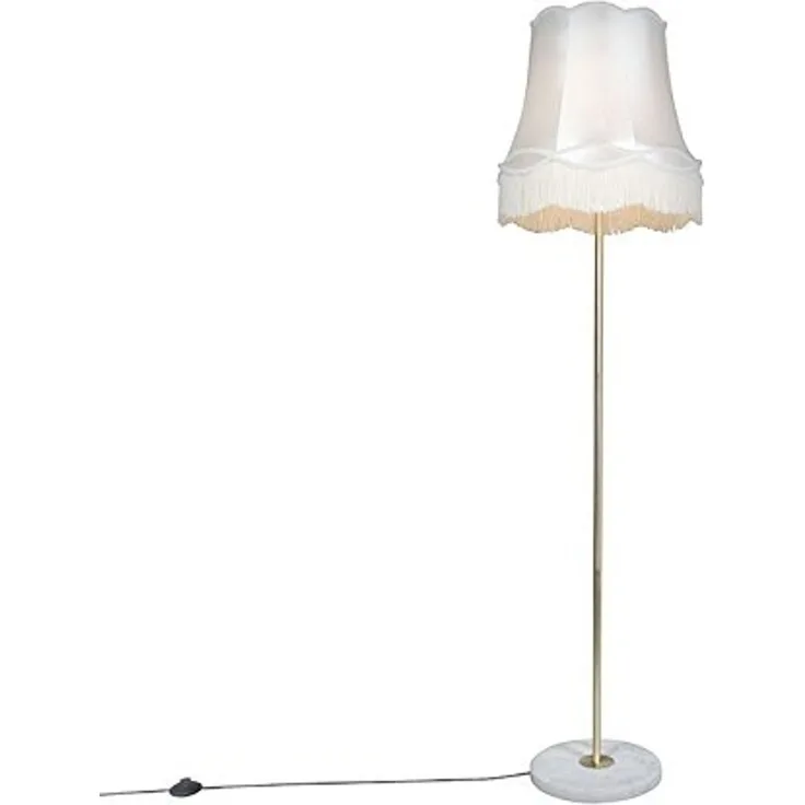 Qazqa Stehlampe Kaso, ohne Leuchtmittel, E27, Crème, Retro, Stahl, 1-flammig