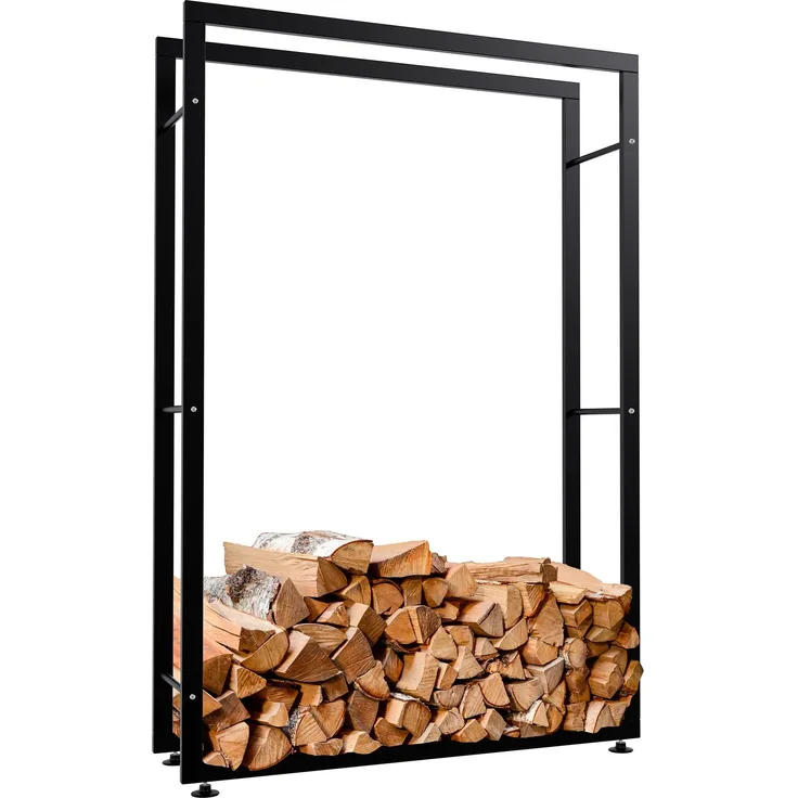 DELUKE® Kaminholzregal innen Metall SATLO - für Feuerholz Brennholzregal innen Kaminholzständer Kaminholzhalter Feuerholzregal InnenSchwarz, 25x100x150cm