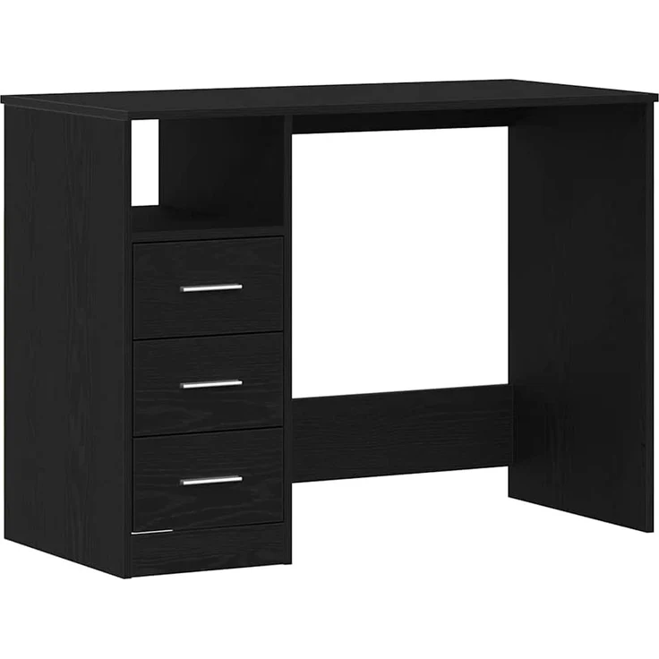 vidaXL Schreibtisch mit Schubladen Schwarz Eichen-Optik 102x50x76 cm 861993 – Bild 1