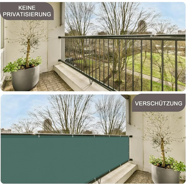 SUNNY GUARD Balkon Sichtschutz 90x500 cm Balkonabdeckung PES UV-Schutz Balkonverkleidung wetterfester,mit Kabelbinder,Verde – Bild 5