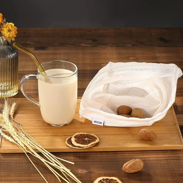 Nussmilchbeutel Natürlicher Hanf 28x30cm für vegane Nussmilch, Filtertuch – Bild 5