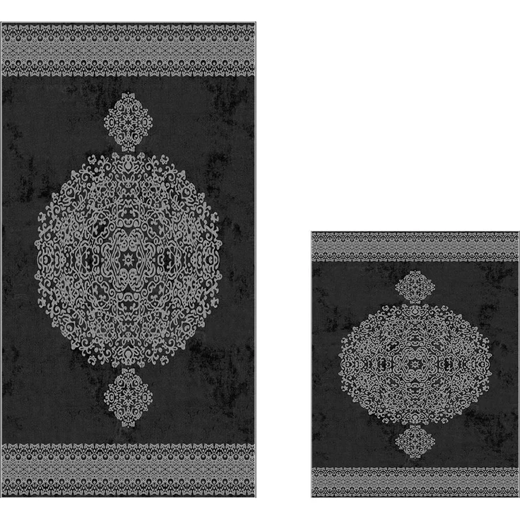 Mijolnir '510602 - Black' Badematten-Set (2-teilig), Weiß / Schwarz – Bild 2