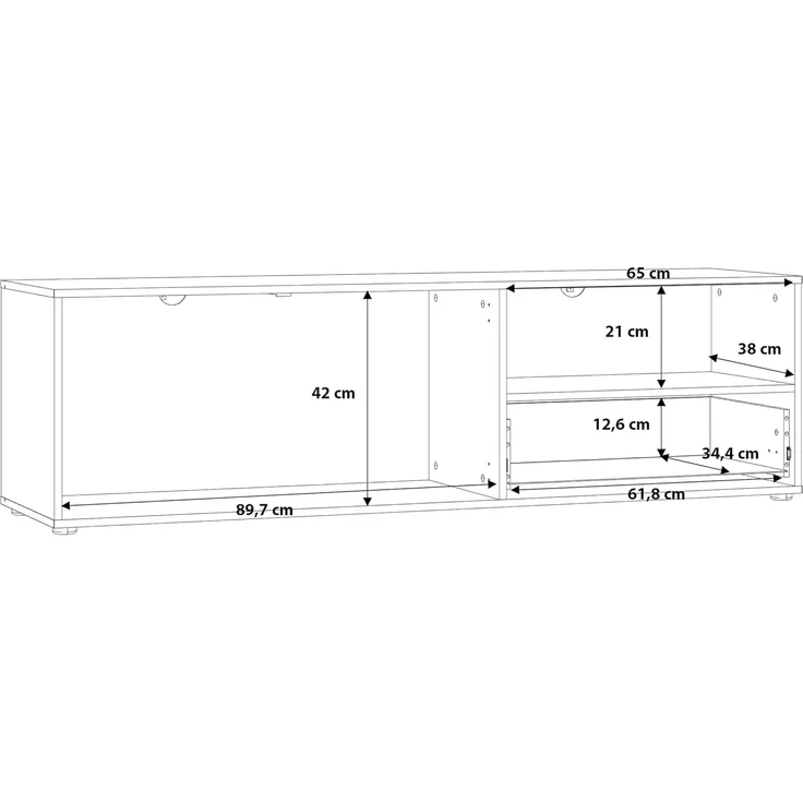 Forte MOKKARO TV-Unterschrank L 160, Lowboard mit Schublade und 2 Schranktüren, Holzwerkstoff, Mauvella Eiche Dekor/Schwarz, 159,4 cm breit, 46,5 cm hoch, 42 cm tief – Bild 7