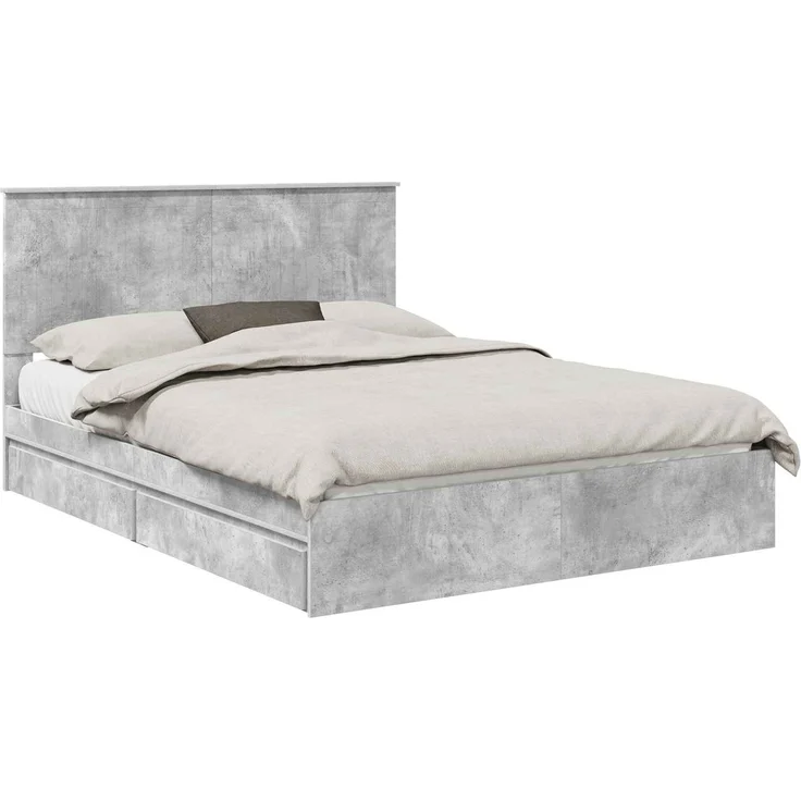 vidaXL Aufbewahrungsbett Beton Grau 150 x 200 cm Holzwerkstoff 3411197 – Bild 1